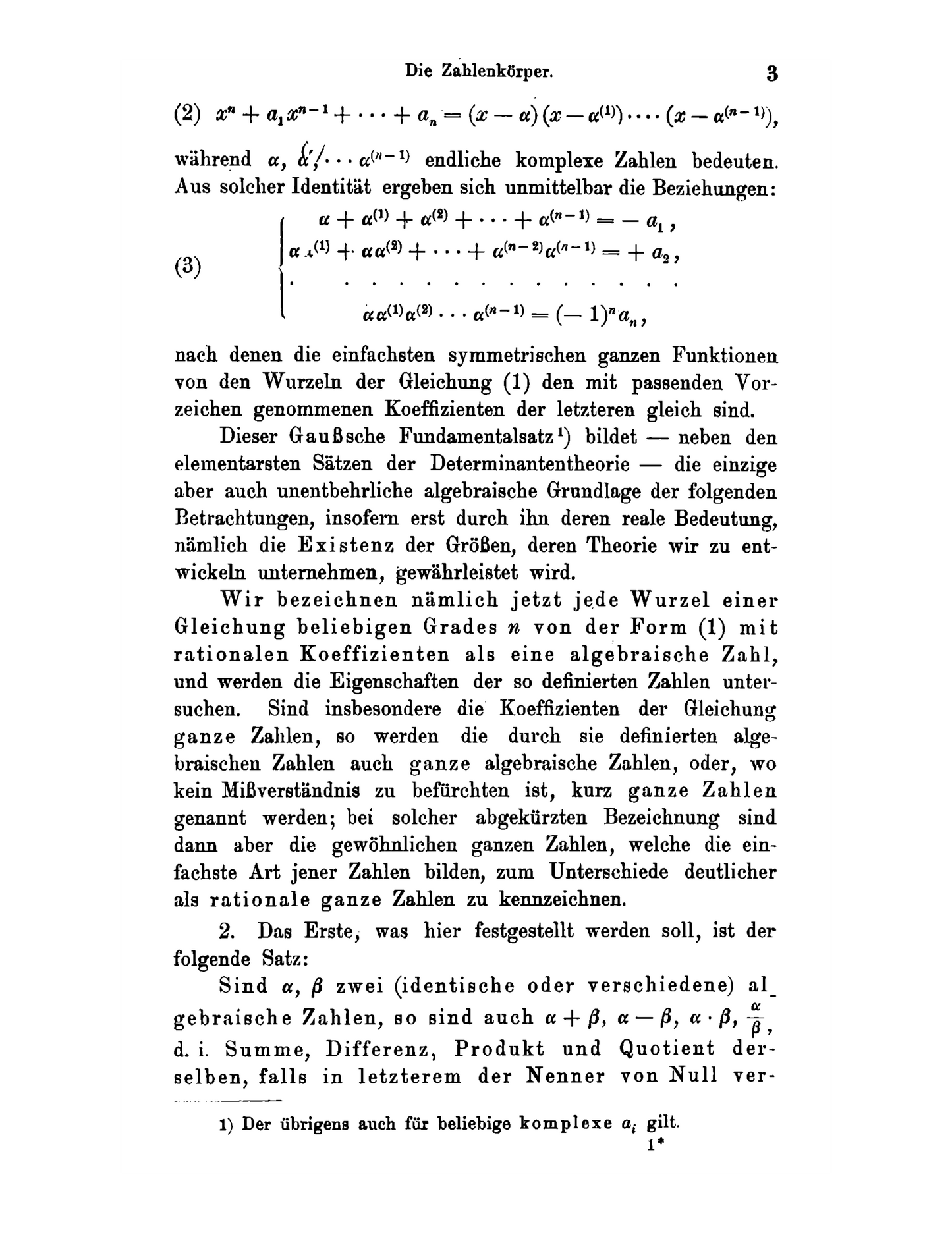 Allgemeine Arithmetik der Zahlenkörper