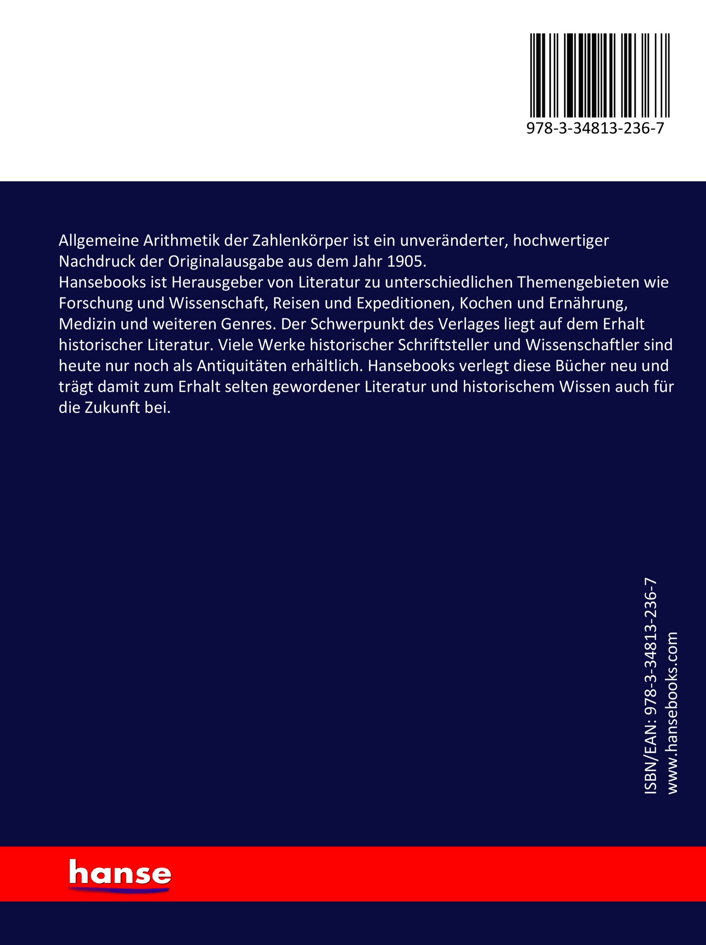 Allgemeine Arithmetik der Zahlenkörper