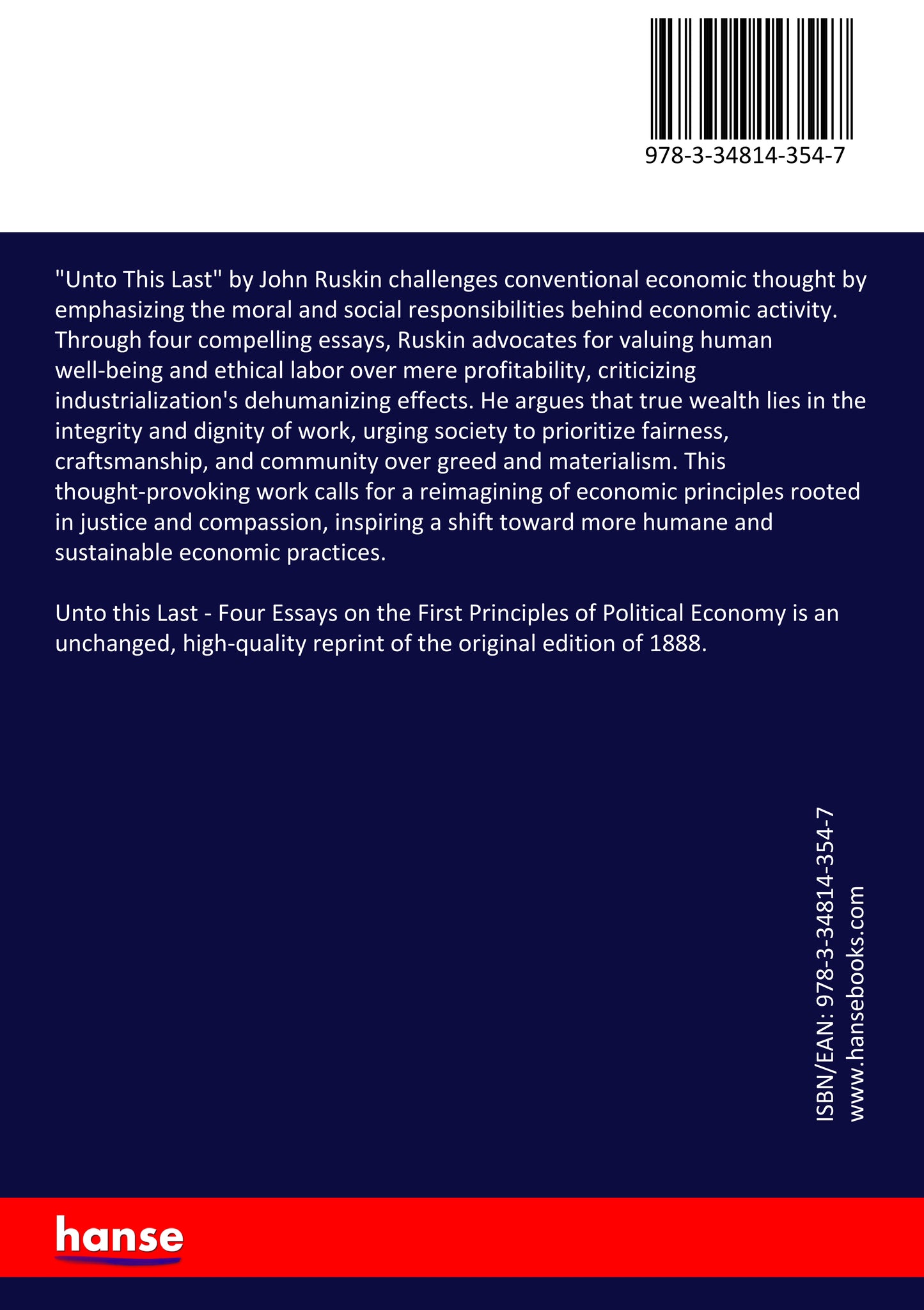 Unto this Last - Back Cover