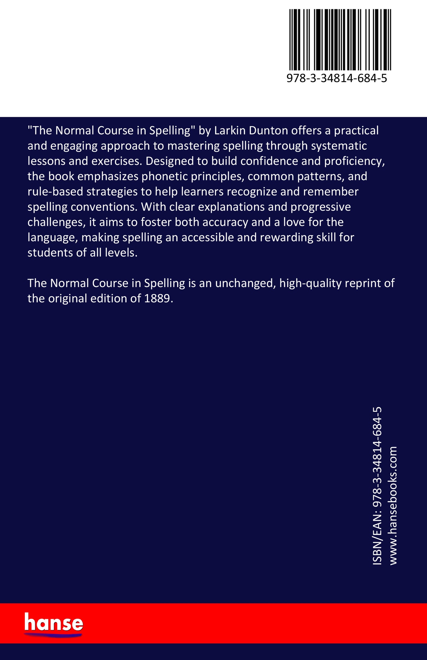 The Normal Course in Spelling - Back Cover