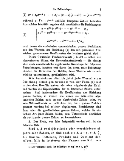 Allgemeine Arithmetik der Zahlenkörper