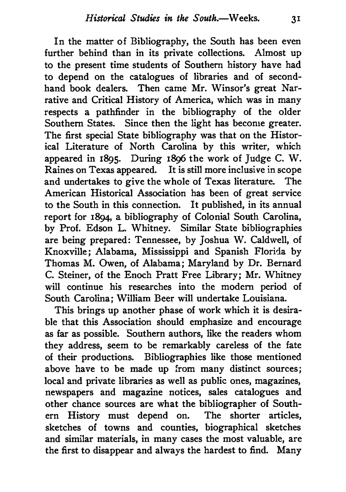 Publications of the Southern History Association Vol. I