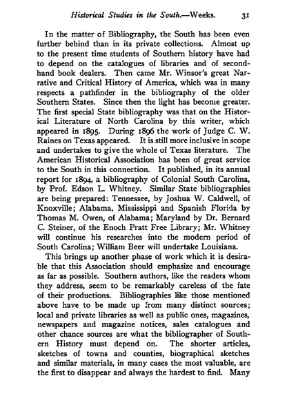 Publications of the Southern History Association Vol. I
