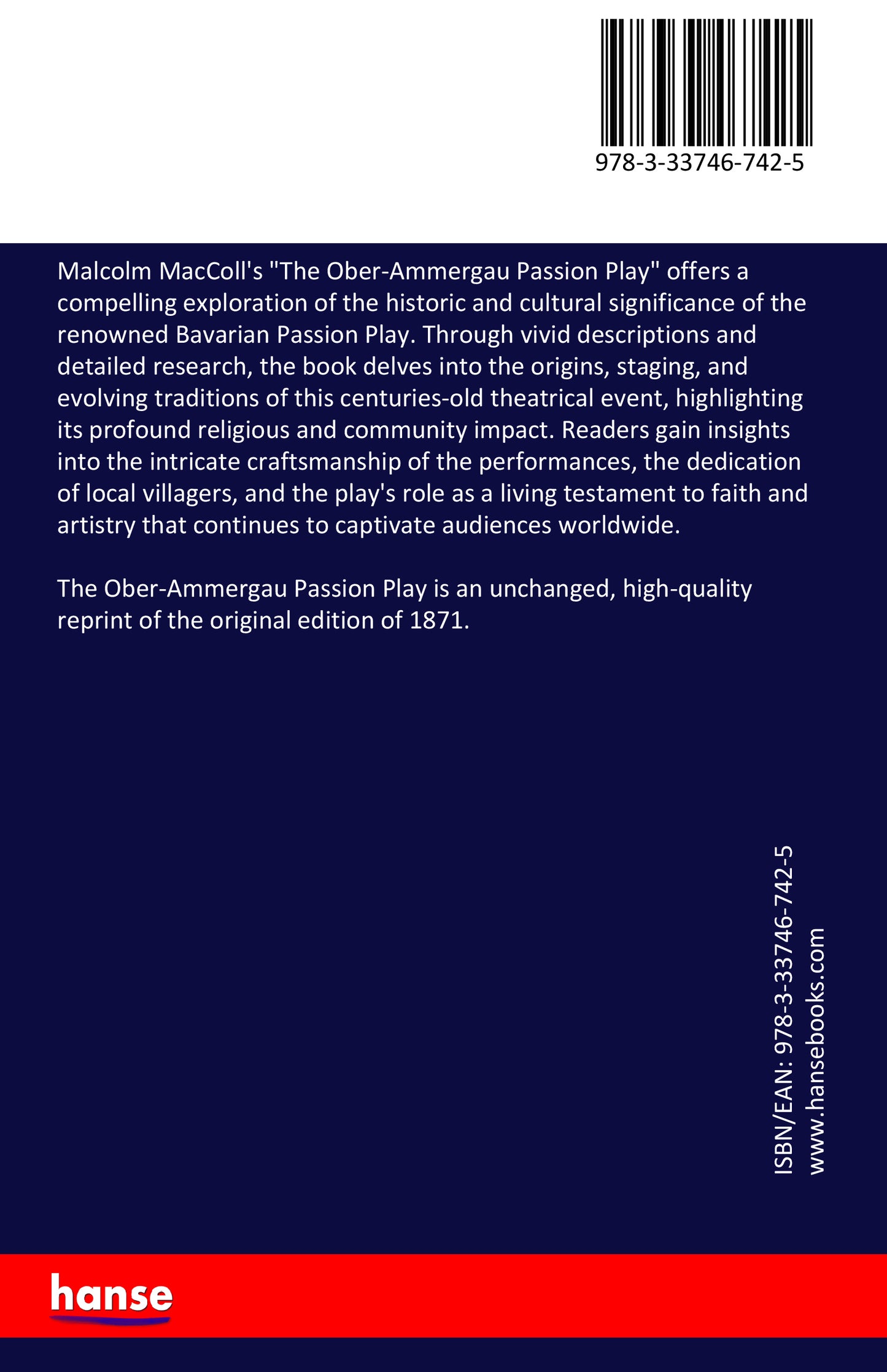 The Ober-Ammergau Passion Play - Back Cover