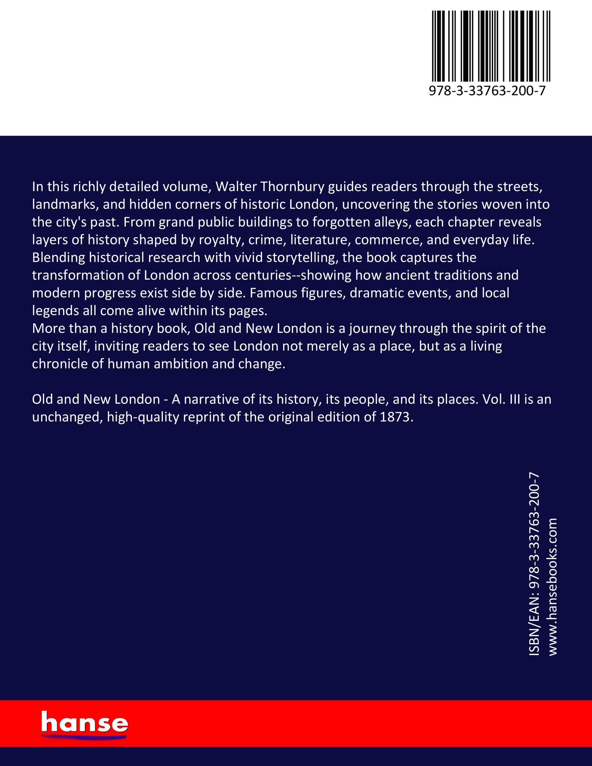 Old and New London - Back Cover