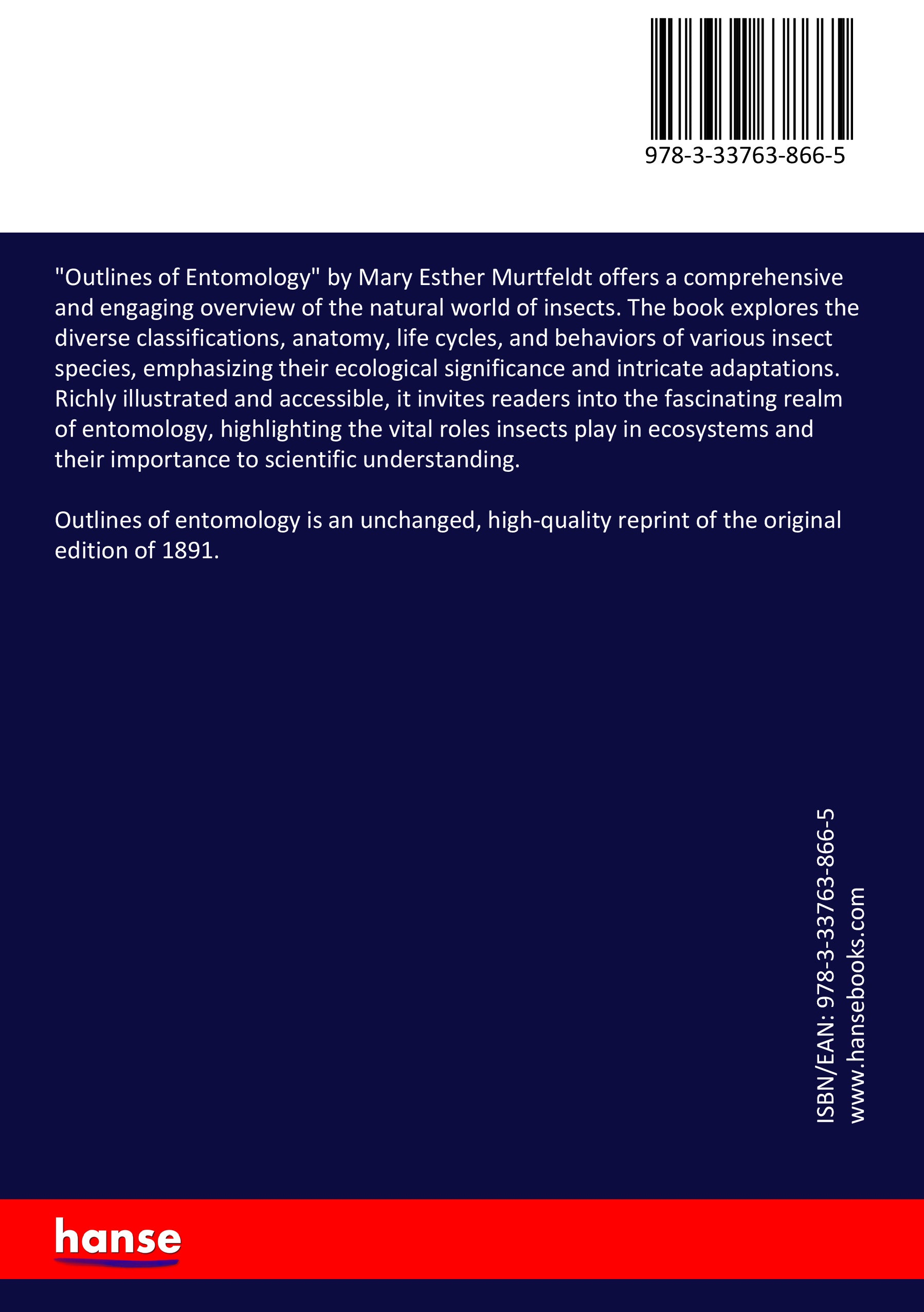 Outlines of entomology - Back Cover