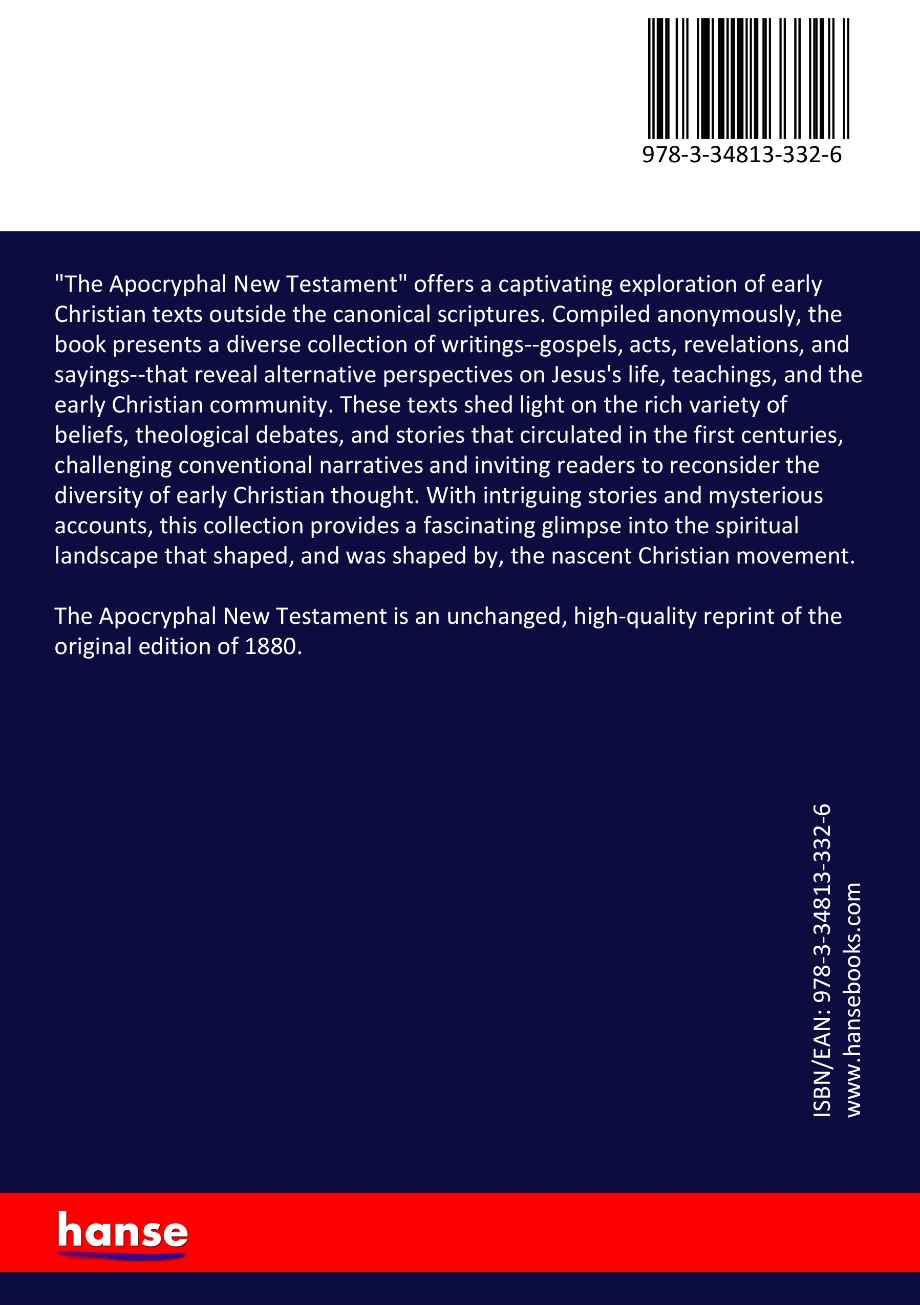 The Apocryphal New Testament - Back Cover