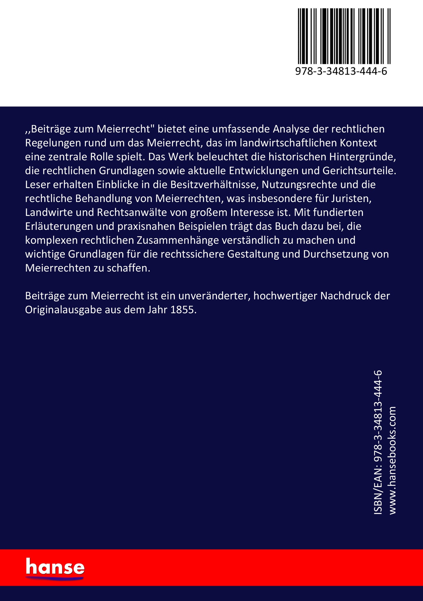 Beiträge zum Meierrecht - Back Cover