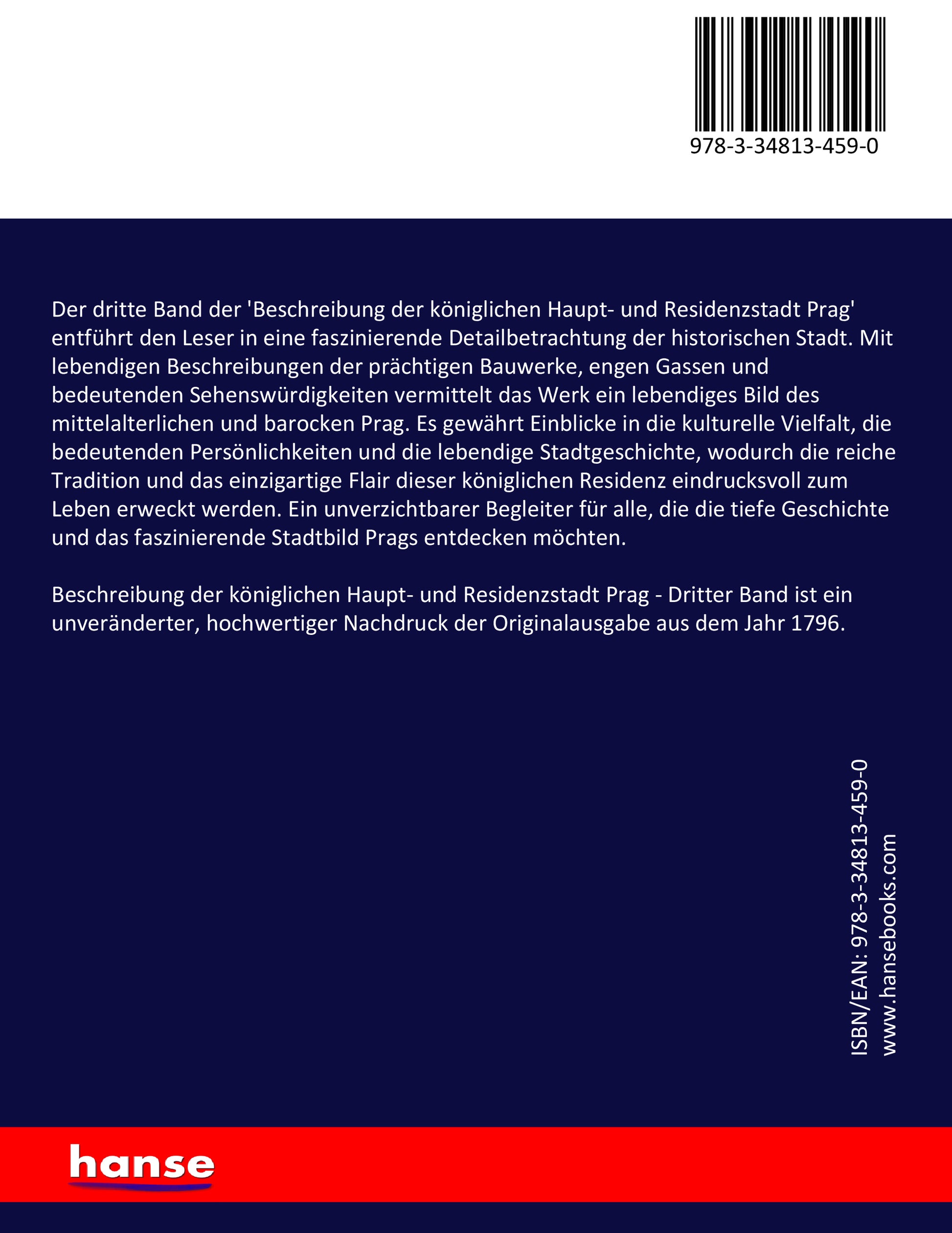 Beschreibung der königlichen Haupt- und Residenzstadt Prag - Back Cover
