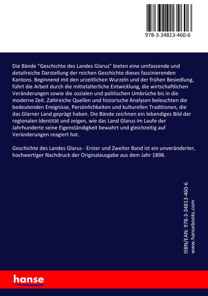 Geschichte des Landes Glarus - Back Cover