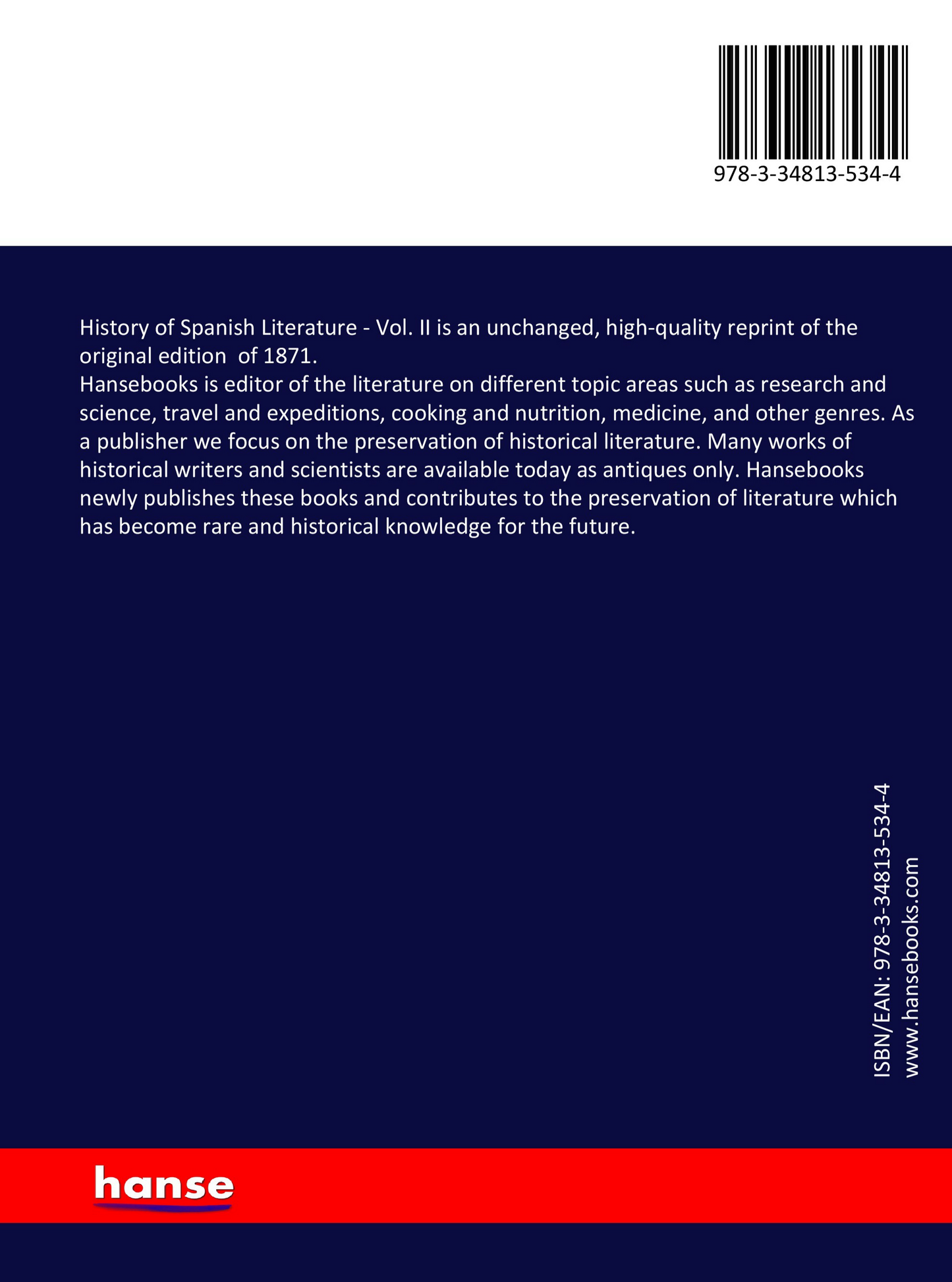 History of Spanish Literature - Vol. II