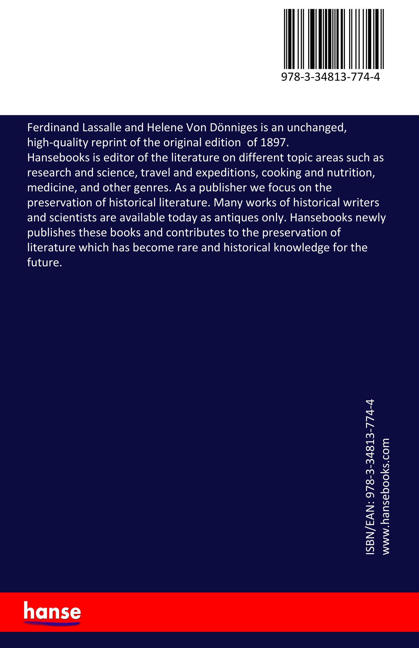Ferdinand Lassalle and Helene Von Dönniges - Back Cover