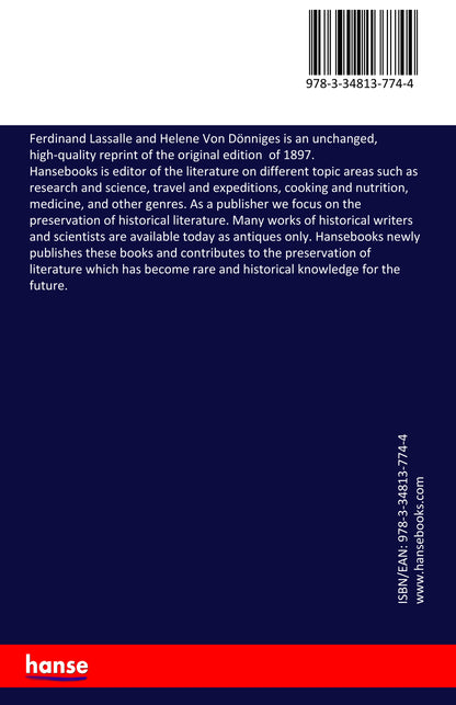 Ferdinand Lassalle and Helene Von Dönniges - Back Cover