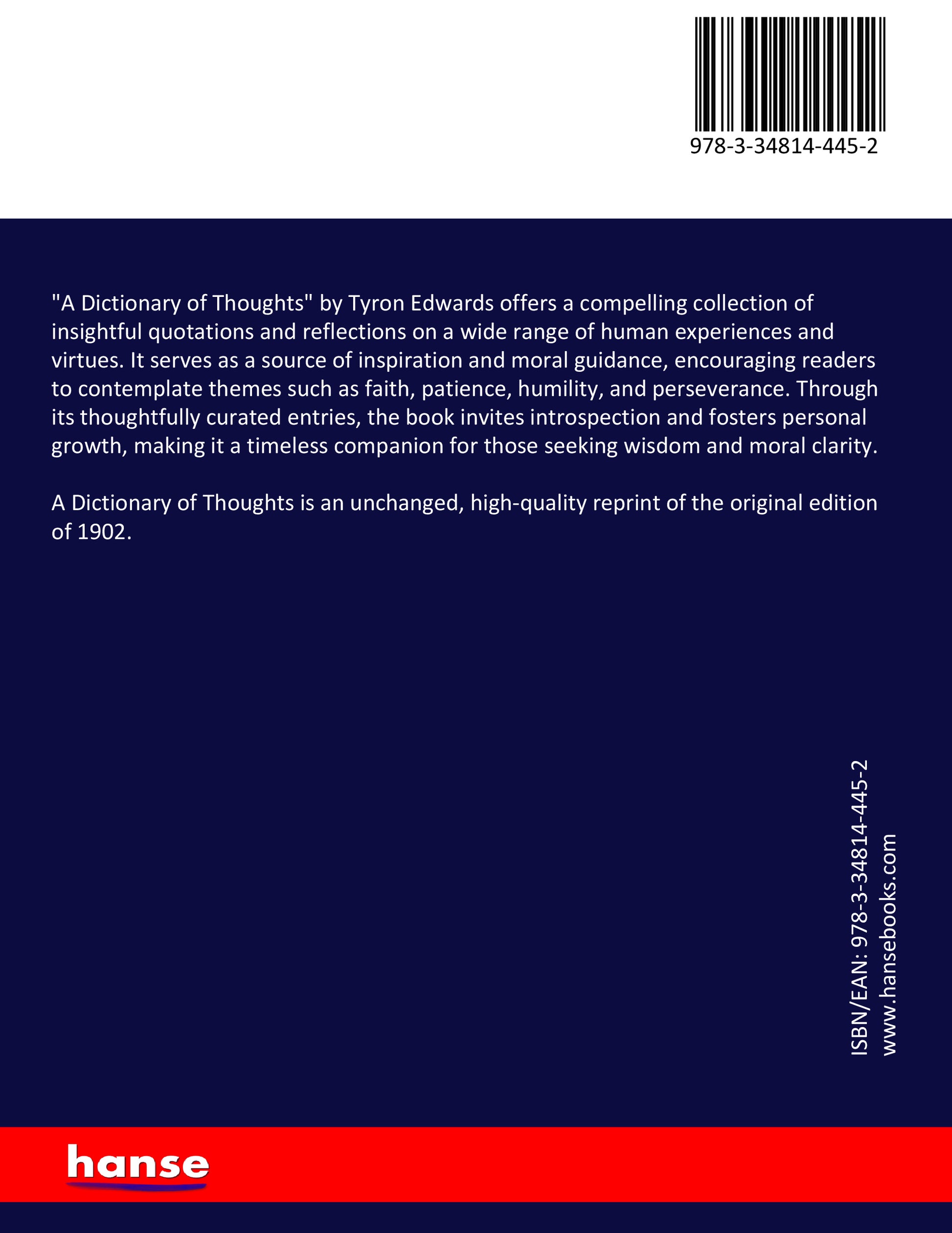 A Dictionary of Thoughts - Back Cover