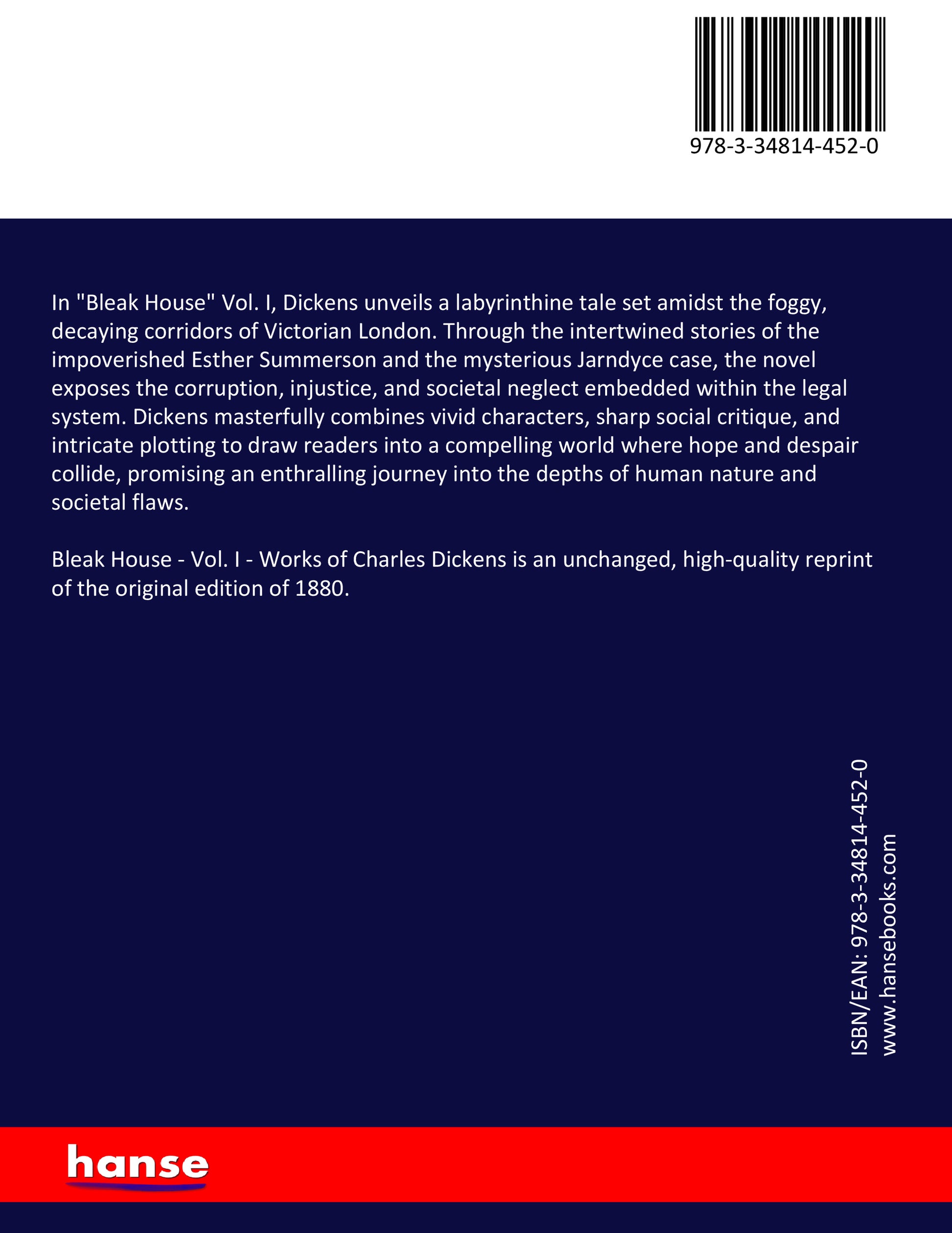Bleak House - Vol. I - Back Cover