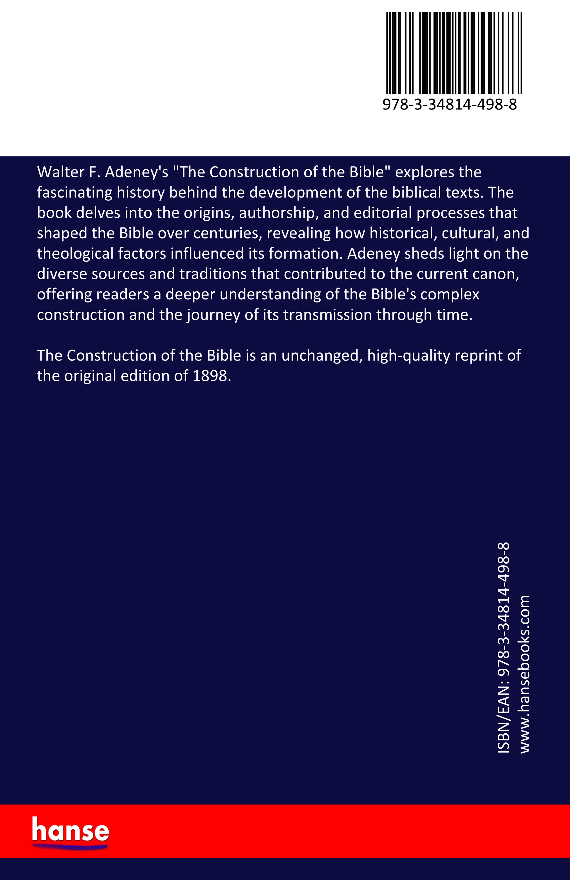 The Construction of the Bible - Back Cover