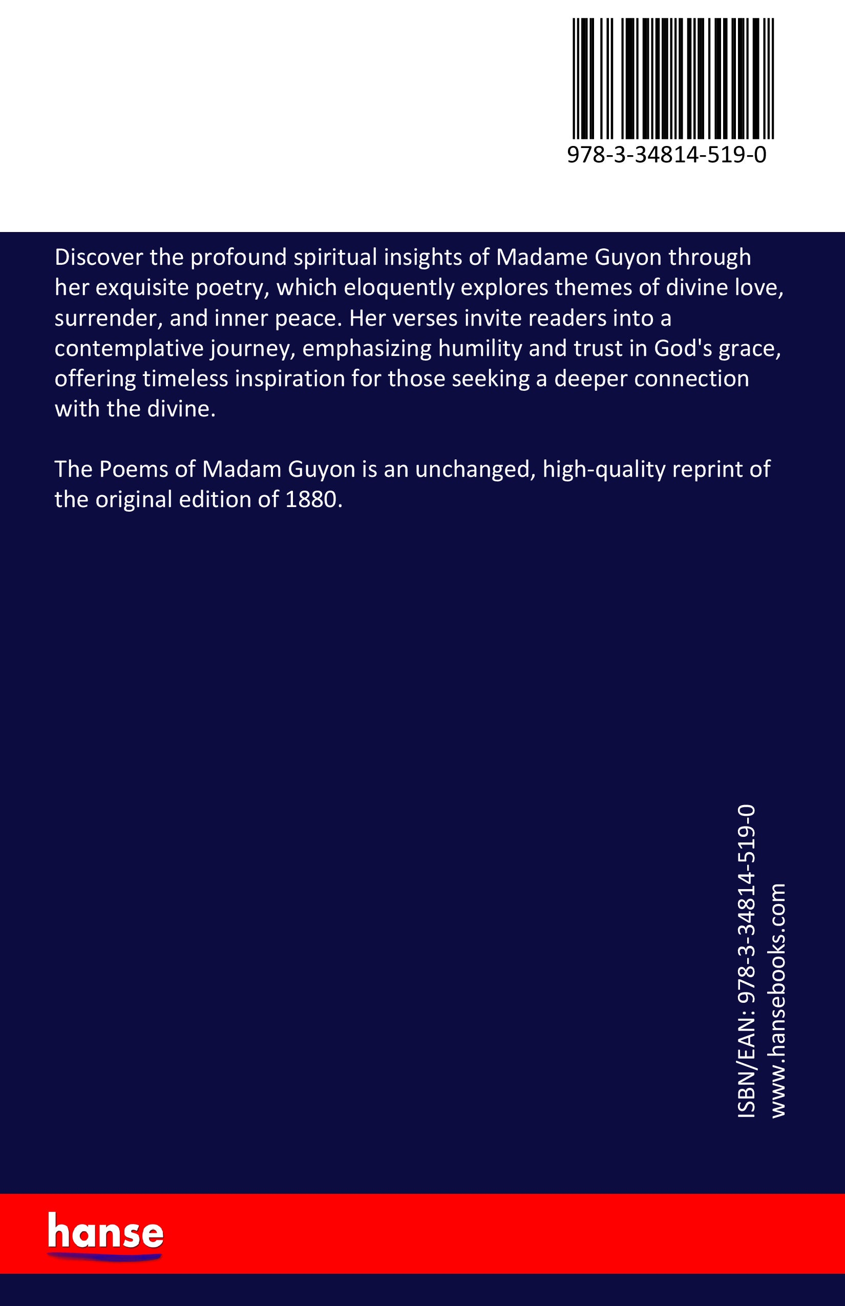 The Poems of Madam Guyon - Back Cover