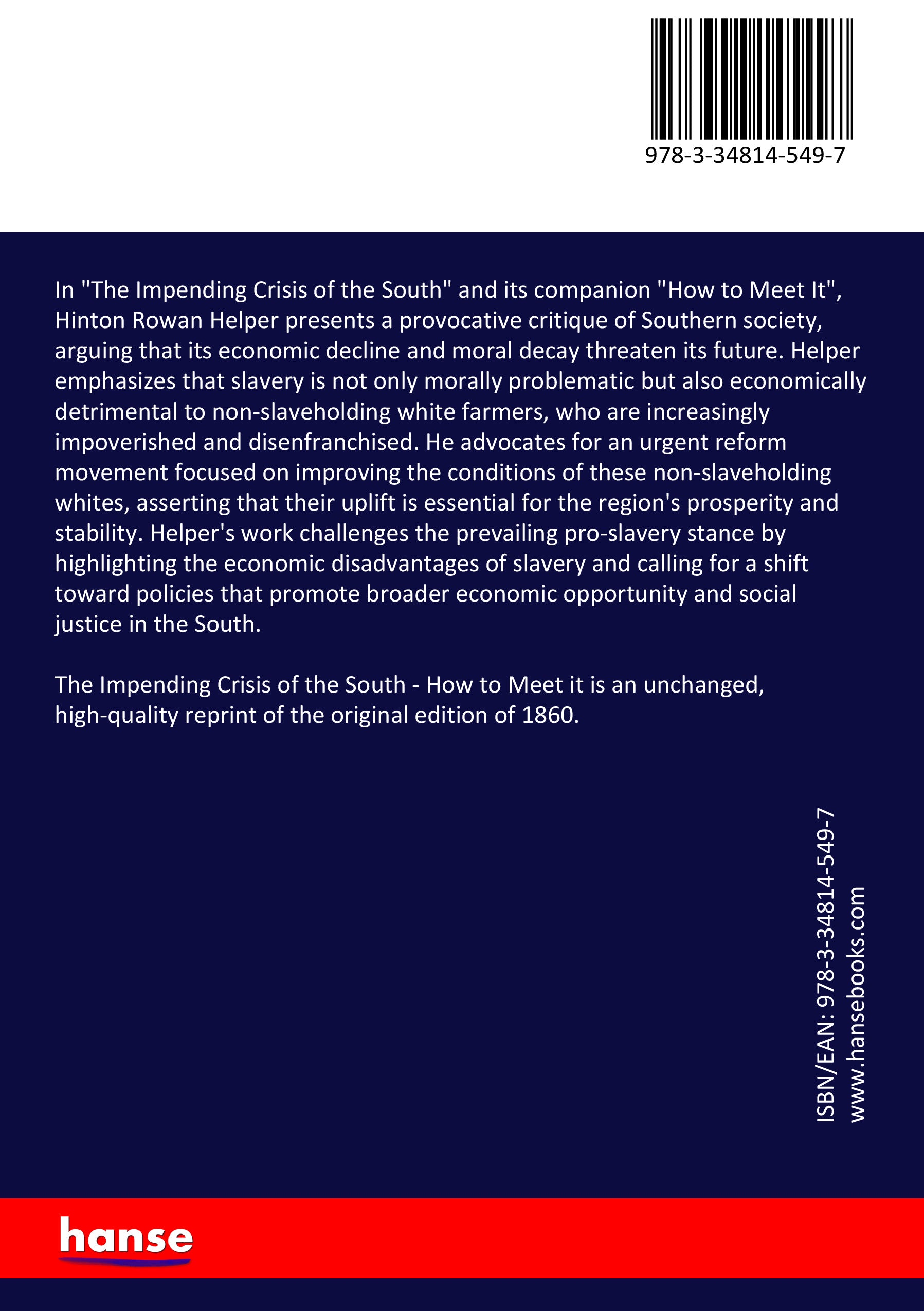 The Impending Crisis of the South - Back Cover