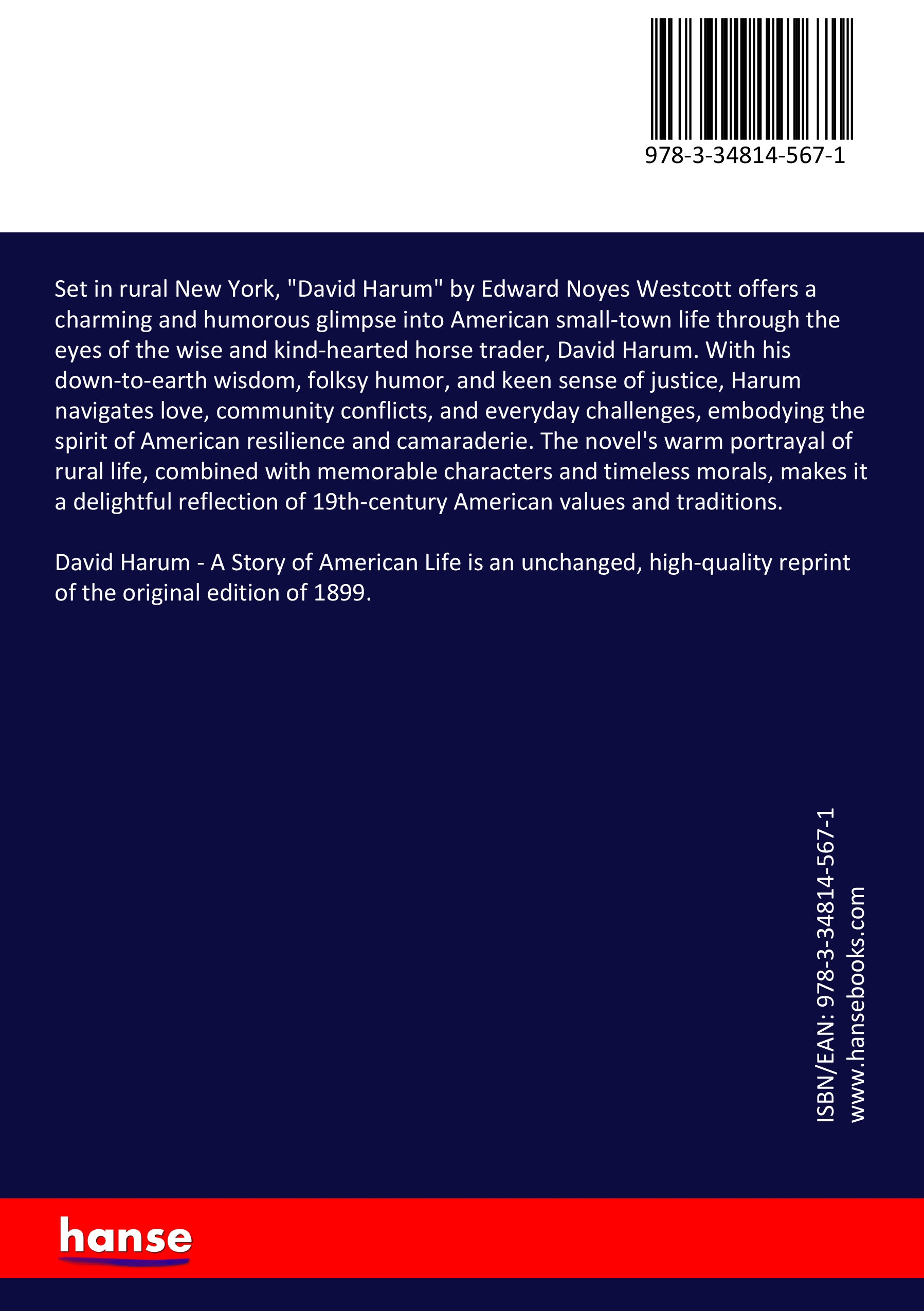 David Harum - Back Cover