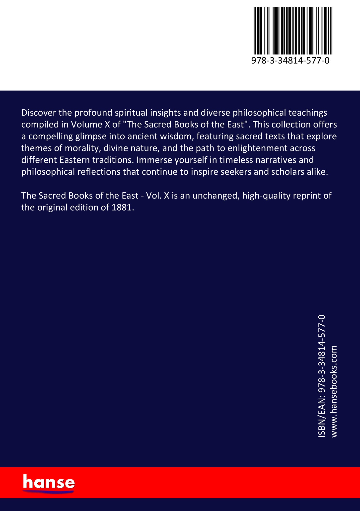 The Sacred Books of the East - Back Cover