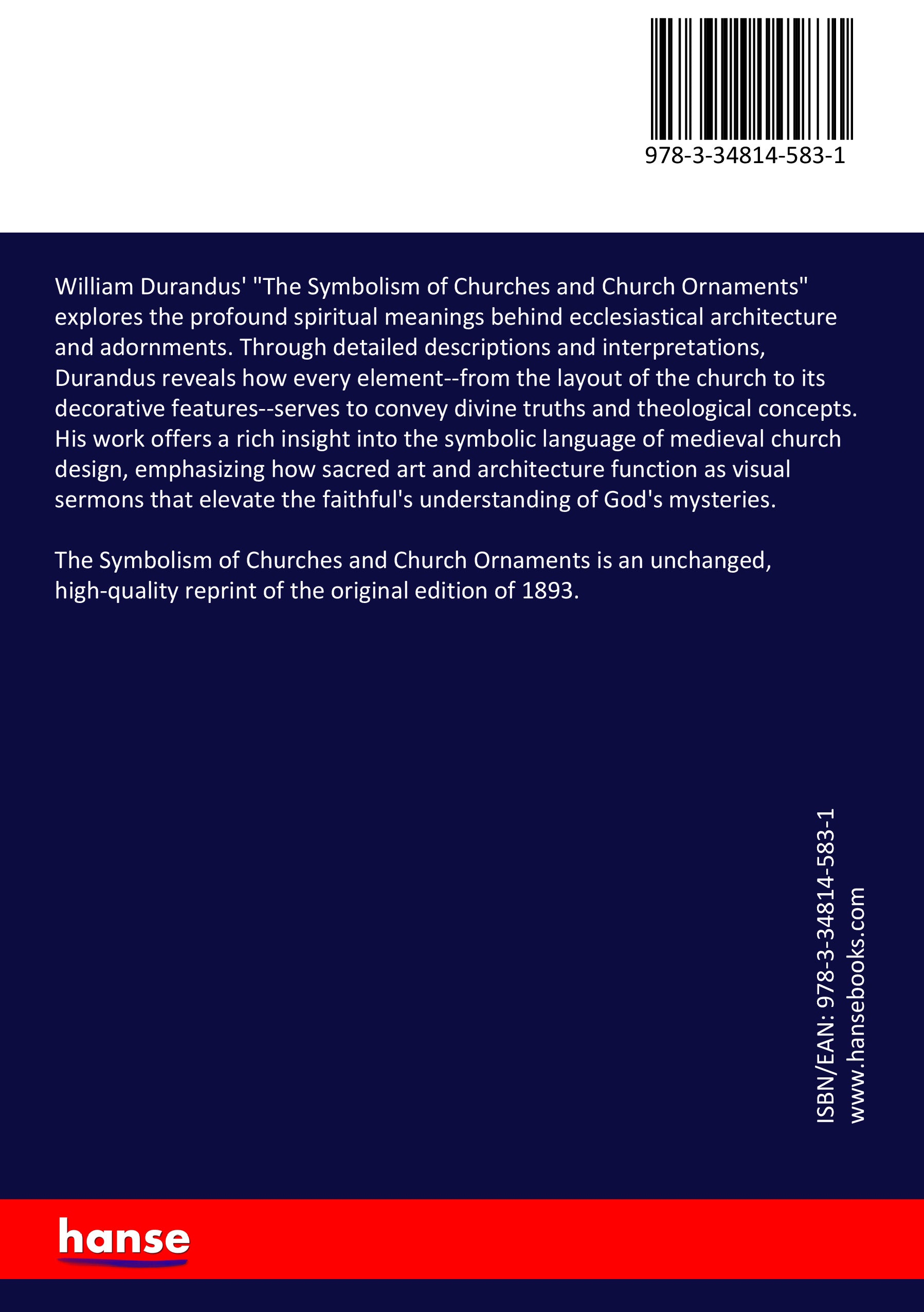 The Symbolism of Churches and Church Ornaments - Back Cover