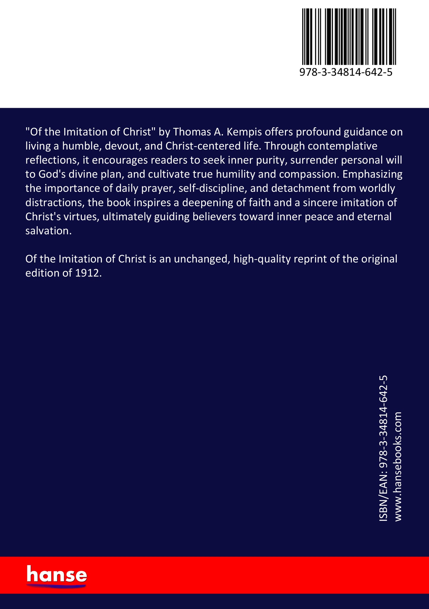 Of the Imitation of Christ - Back Cover