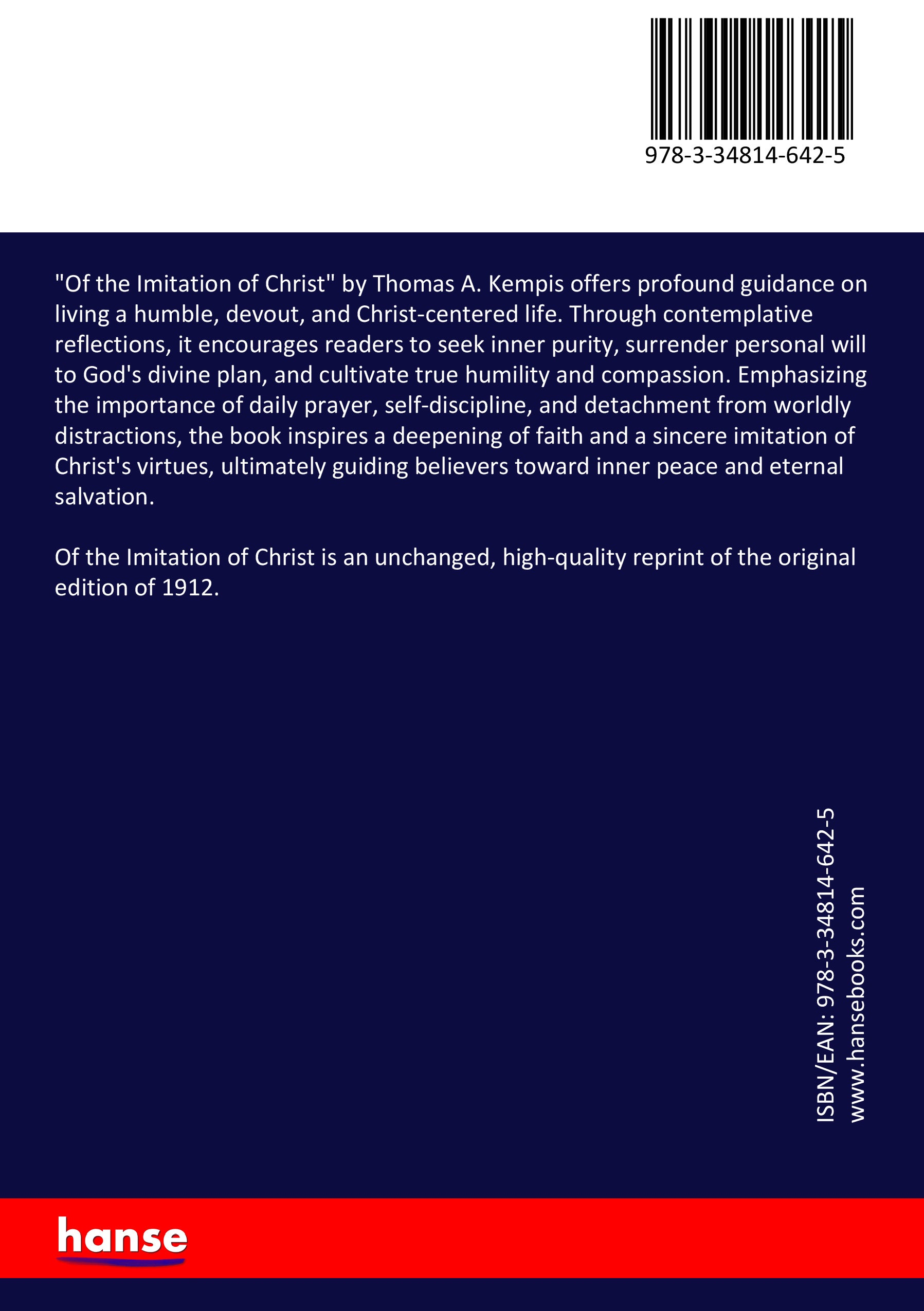 Of the Imitation of Christ - Back Cover