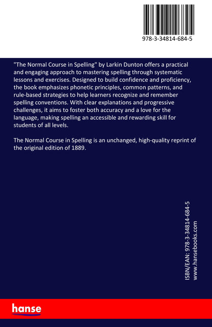 The Normal Course in Spelling - Back Cover