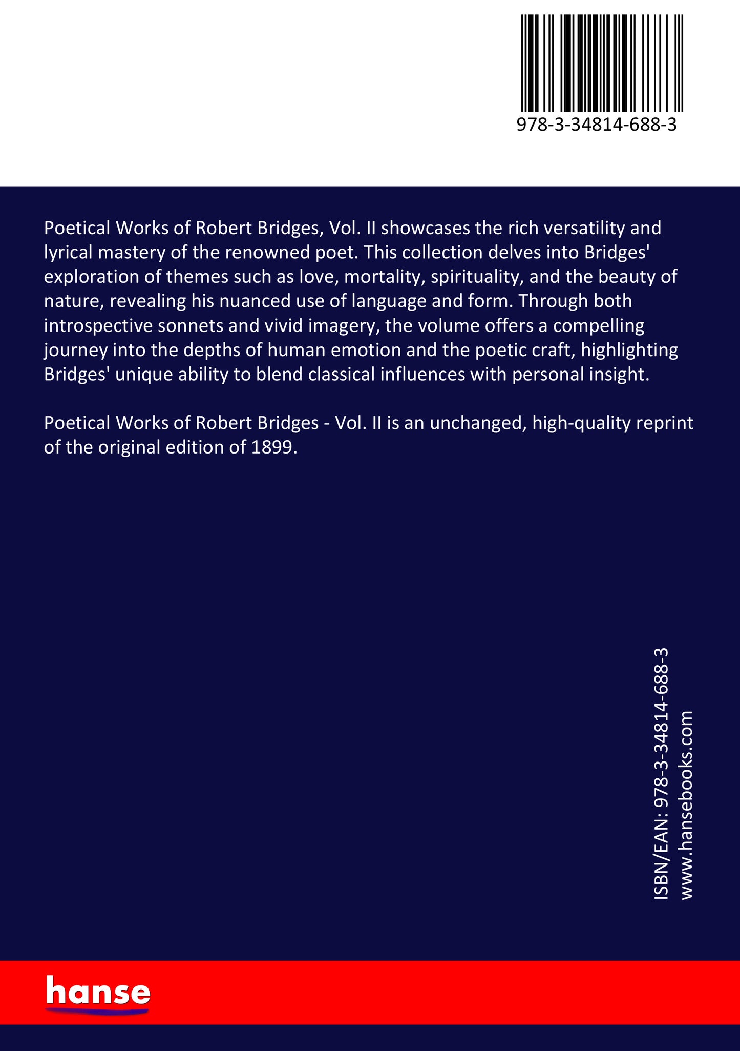 Poetical Works of Robert Bridges - Back Cover