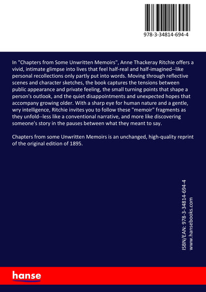 Chapters from some Unwritten Memoirs - Back Cover