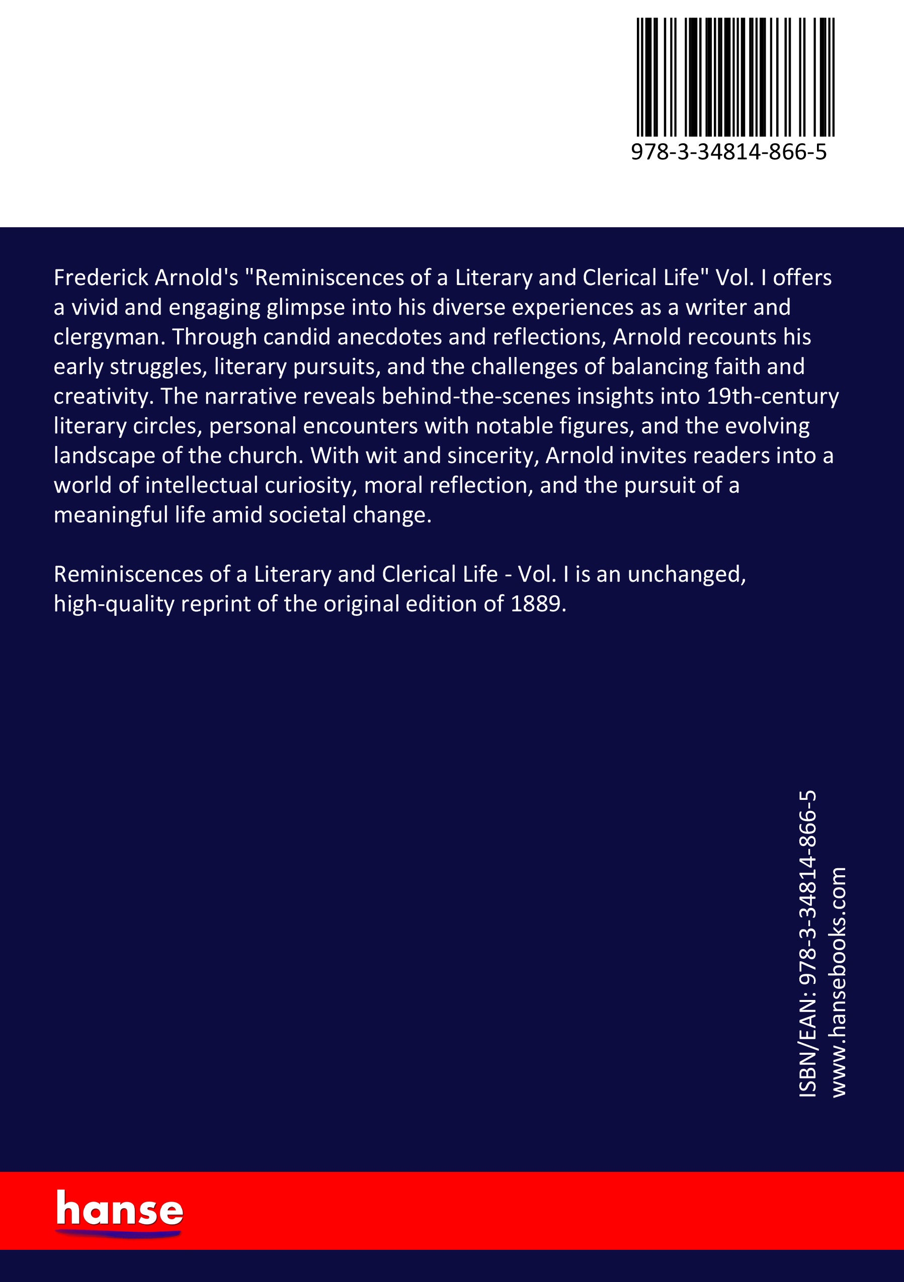 Reminiscences of a Literary and Clerical Life - Back Cover