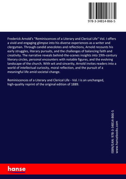Reminiscences of a Literary and Clerical Life - Back Cover
