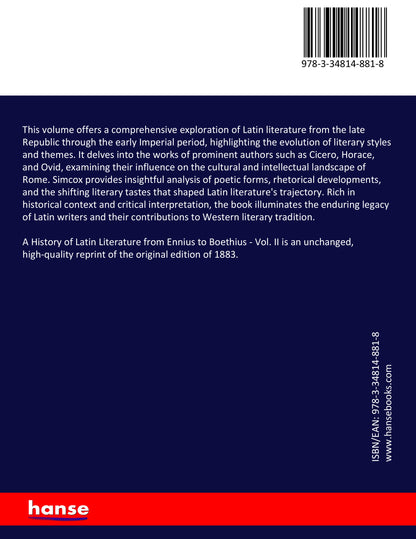 A History of Latin Literature from Ennius to Boethius - Back Cover
