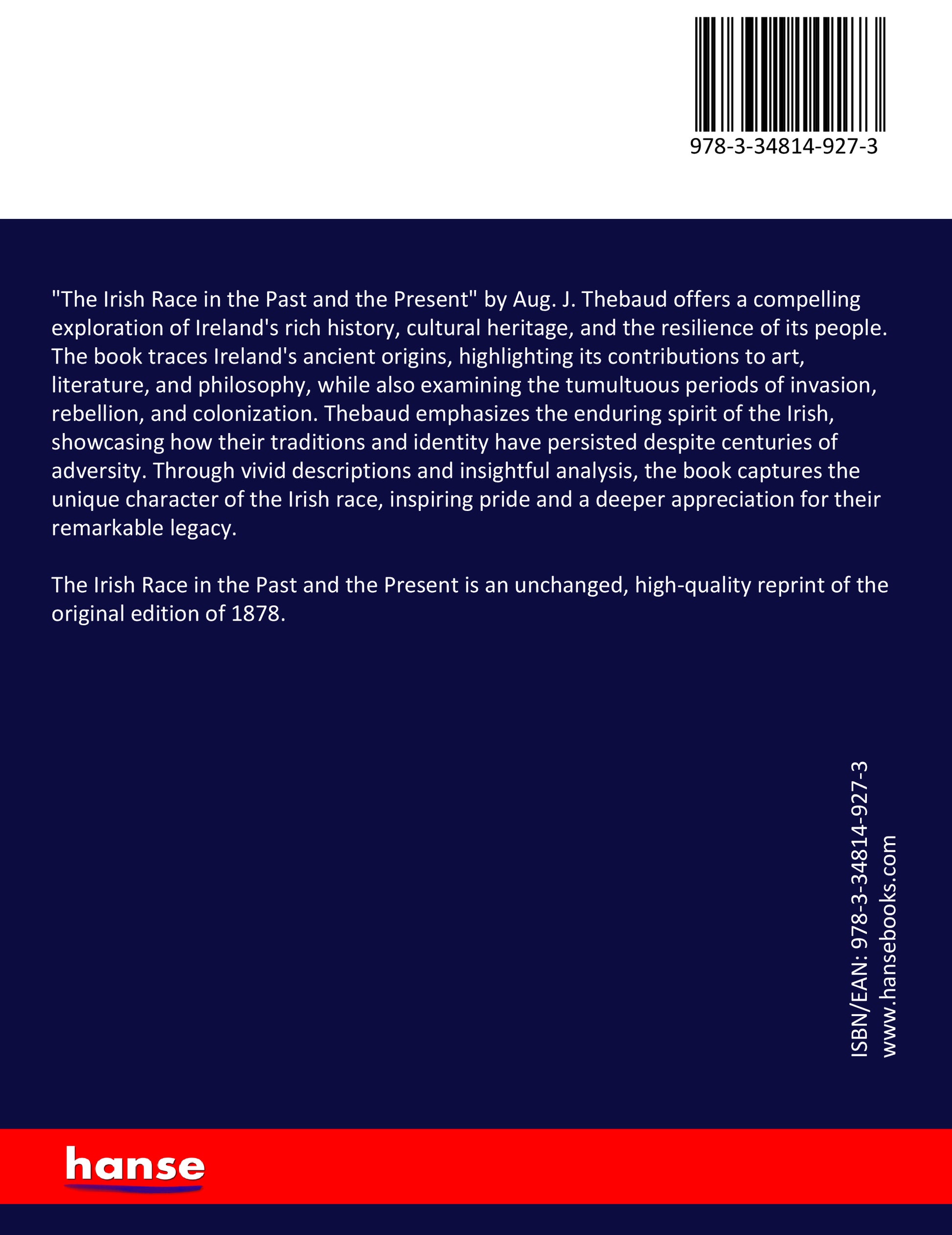 The Irish Race in the Past and the Present - Back Cover