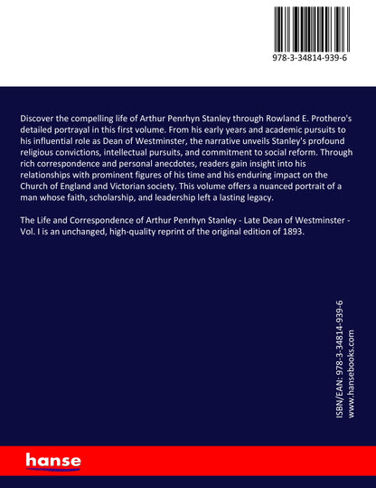 The Life and Correspondence of Arthur Penrhyn Stanley - Back Cover