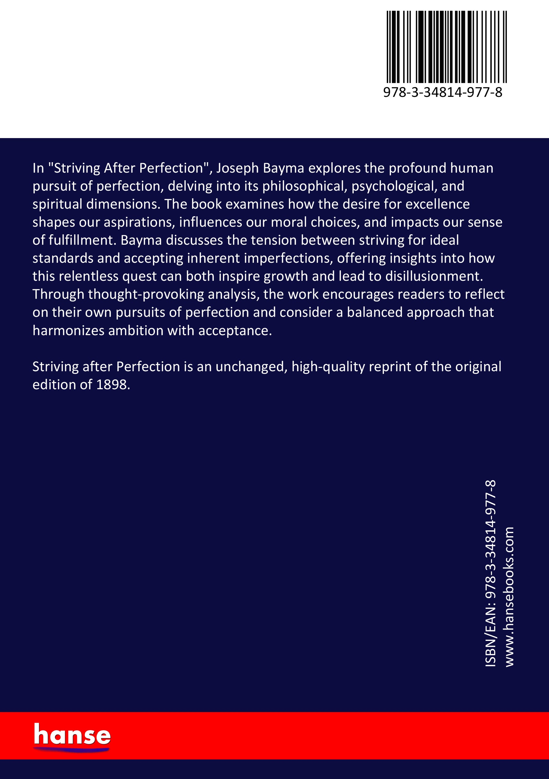 Striving after Perfection - Back Cover