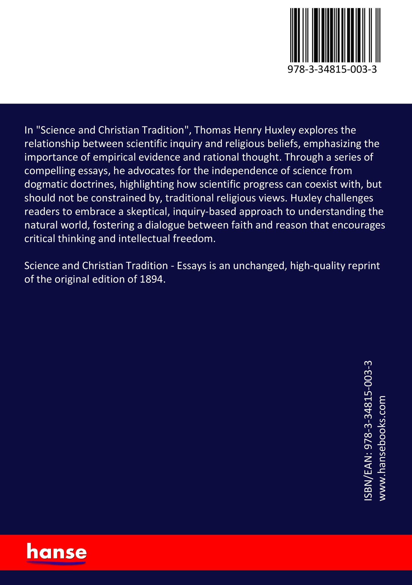 Science and Christian Tradition - Back Cover