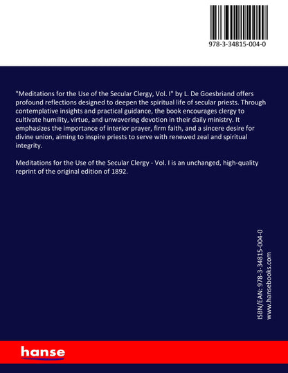 Meditations for the Use of the Secular Clergy - Back Cover