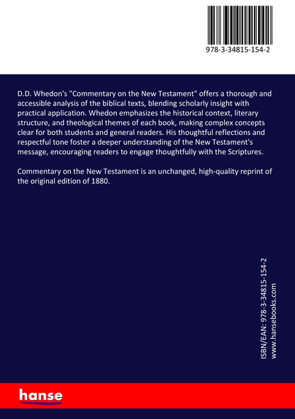 Commentary on the New Testament - Back Cover