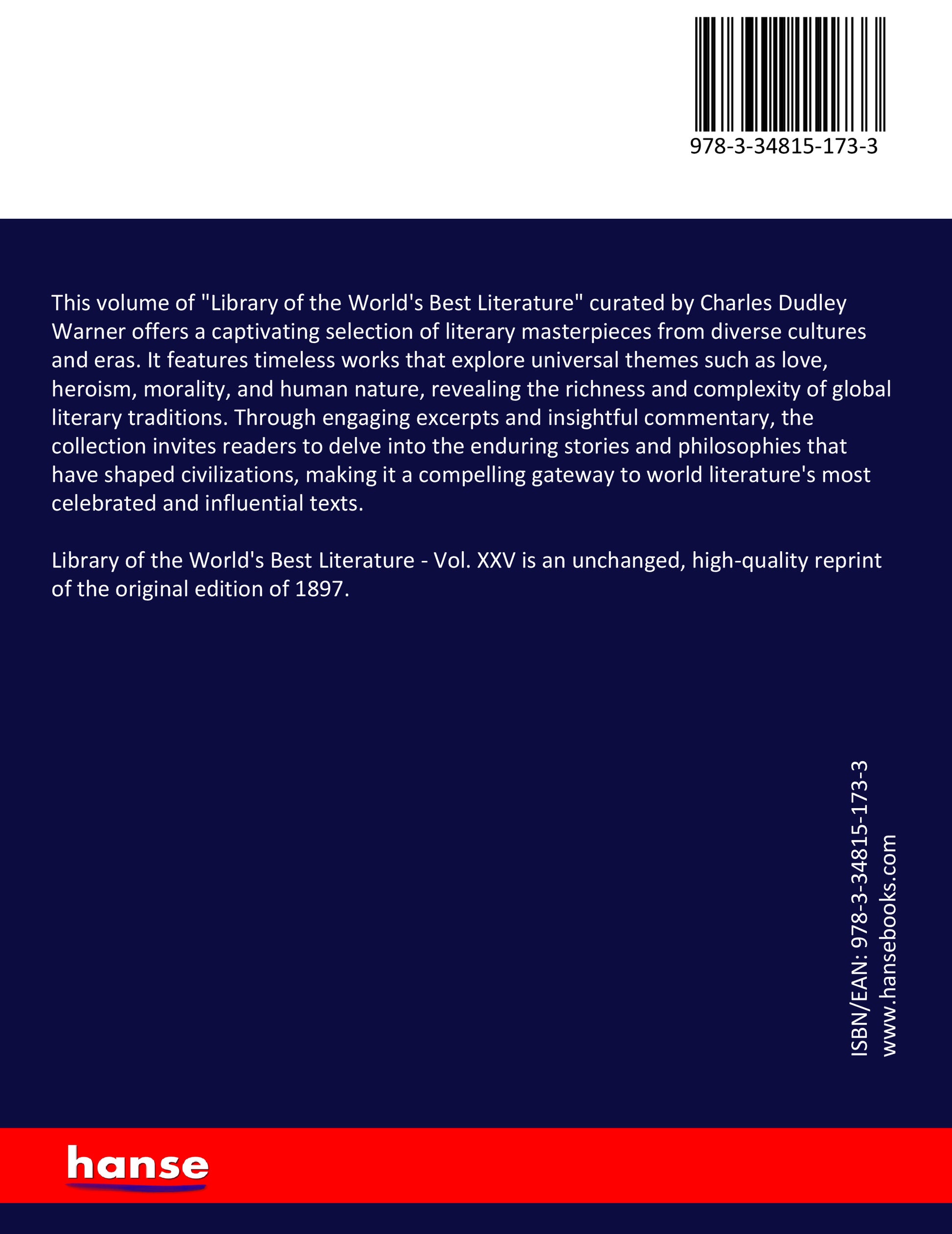 Library of the World's Best Literature - Back Cover