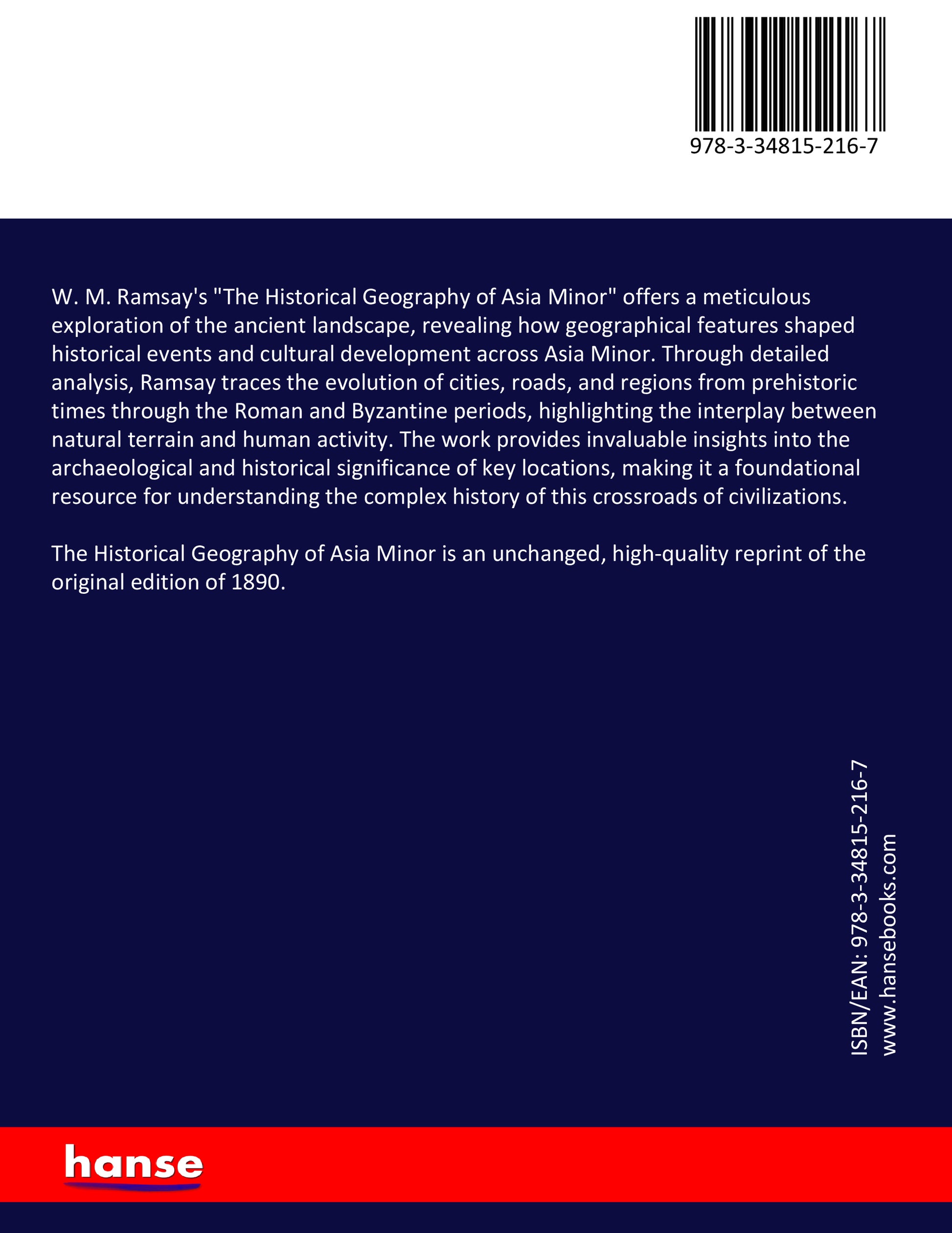 The Historical Geography of Asia Minor - Back Cover