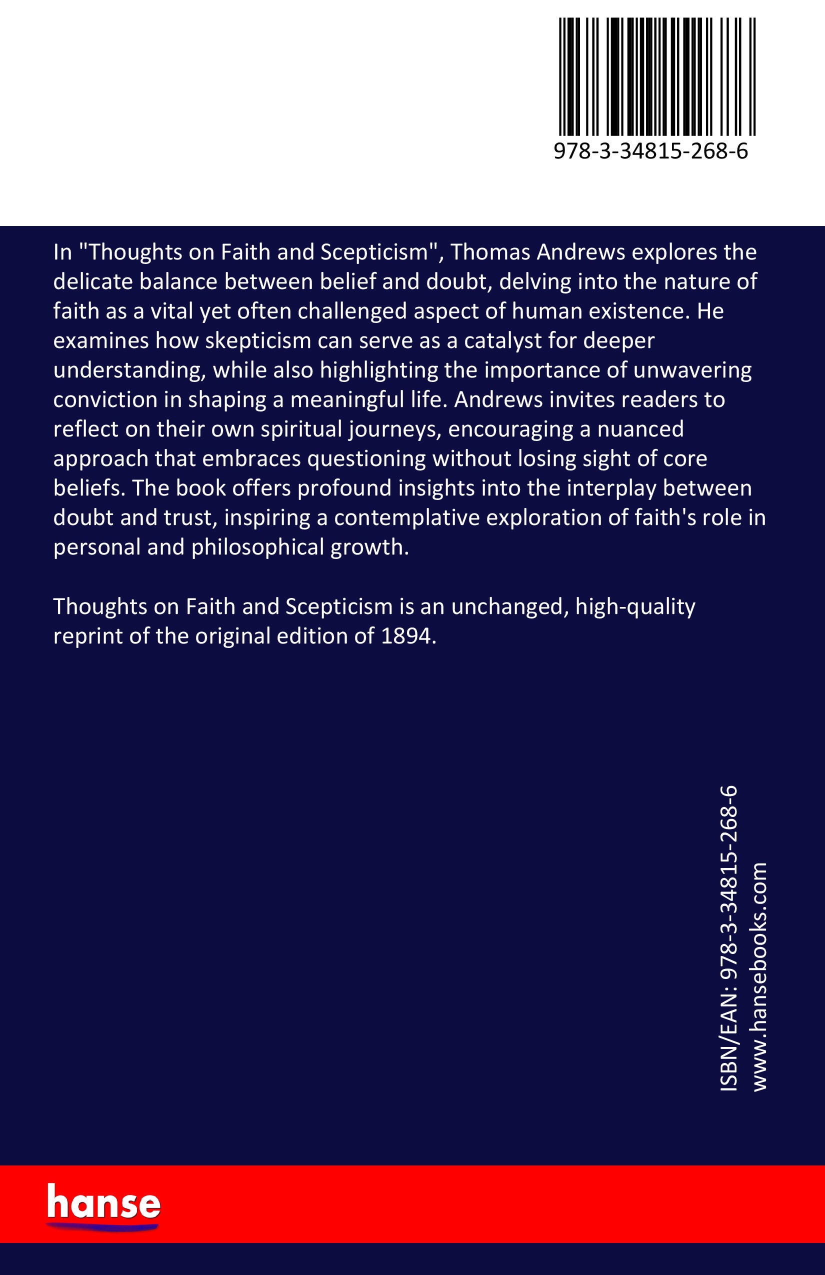 Thoughts on Faith and Scepticism - Back Cover