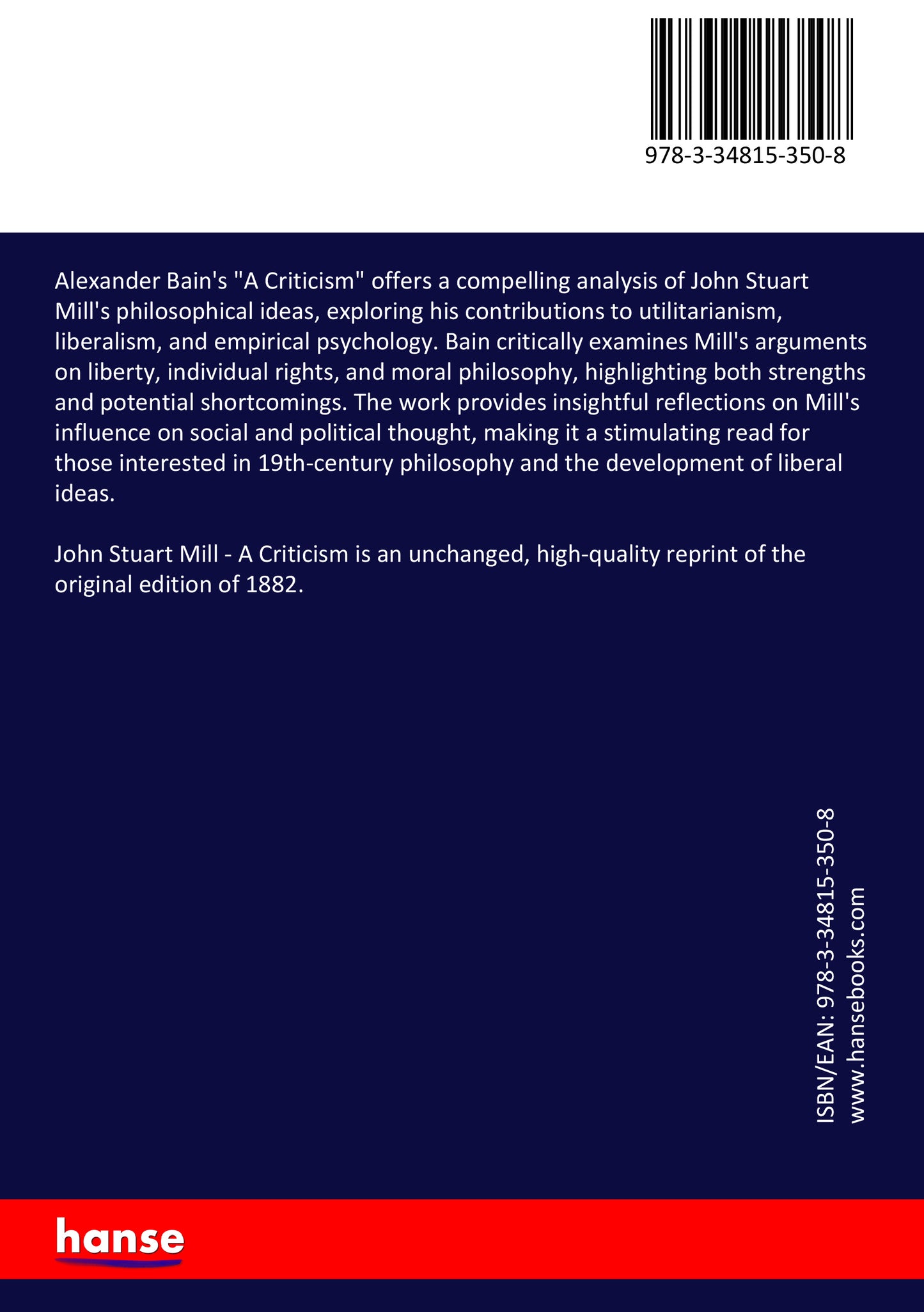 John Stuart Mill - Back Cover