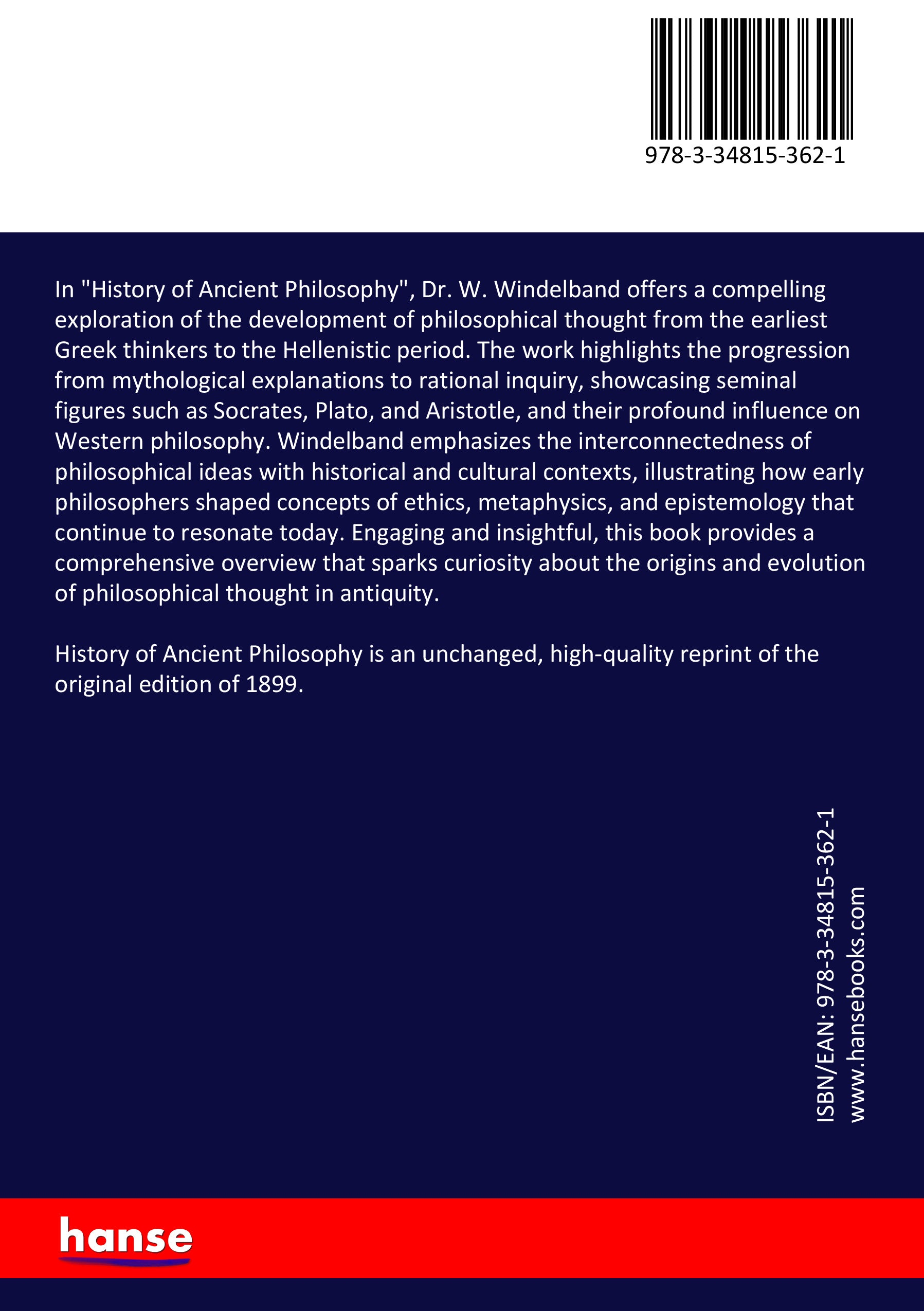 History of Ancient Philosophy - Back Cover