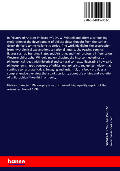History of Ancient Philosophy - Back Cover