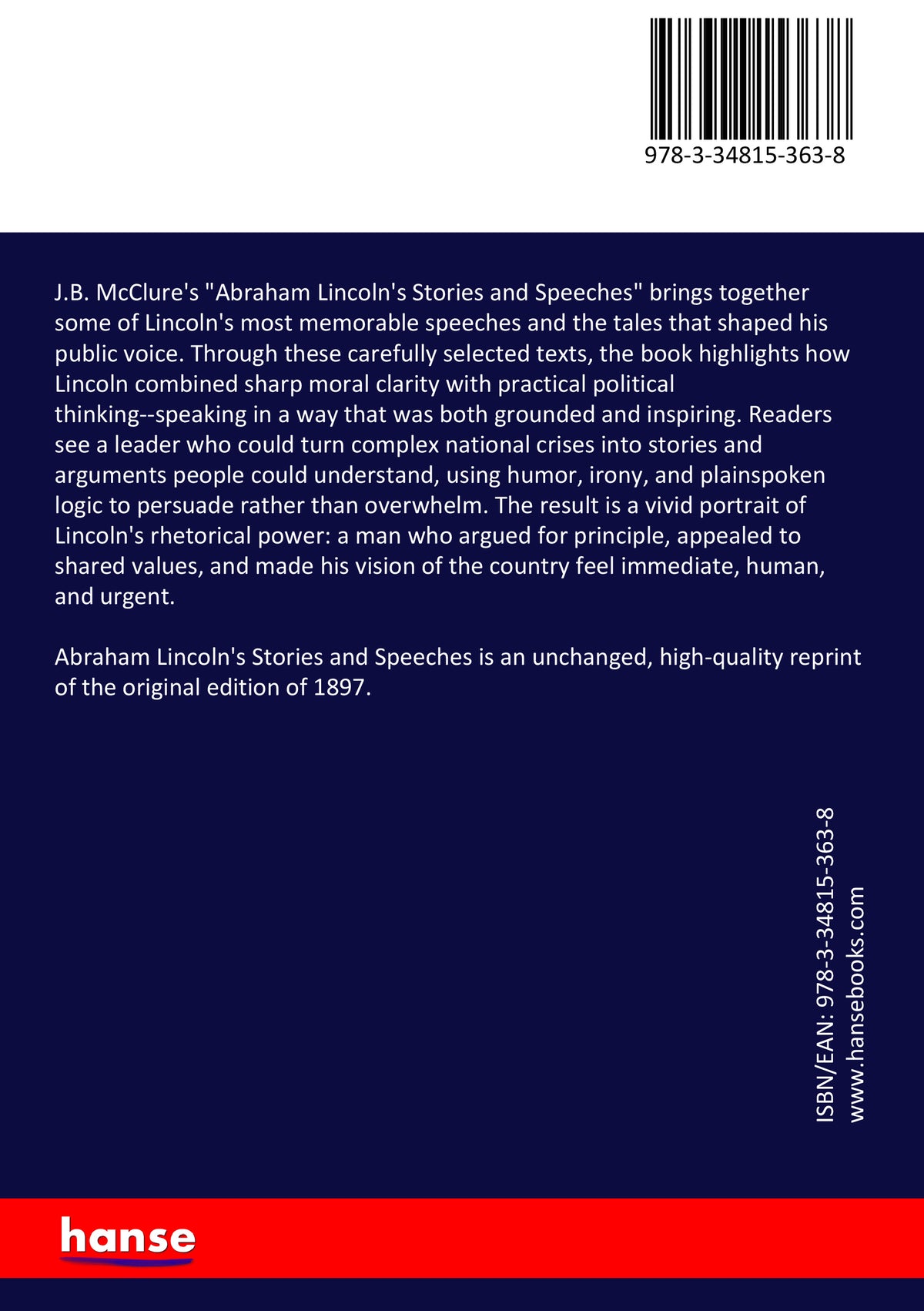 Abraham Lincoln's Stories and Speeches - Back Cover