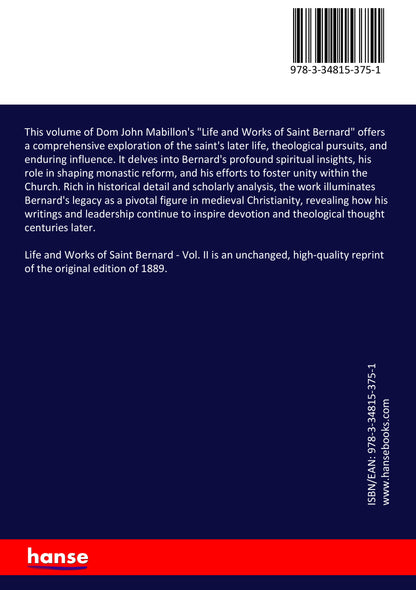 Life and Works of Saint Bernard - Back Cover