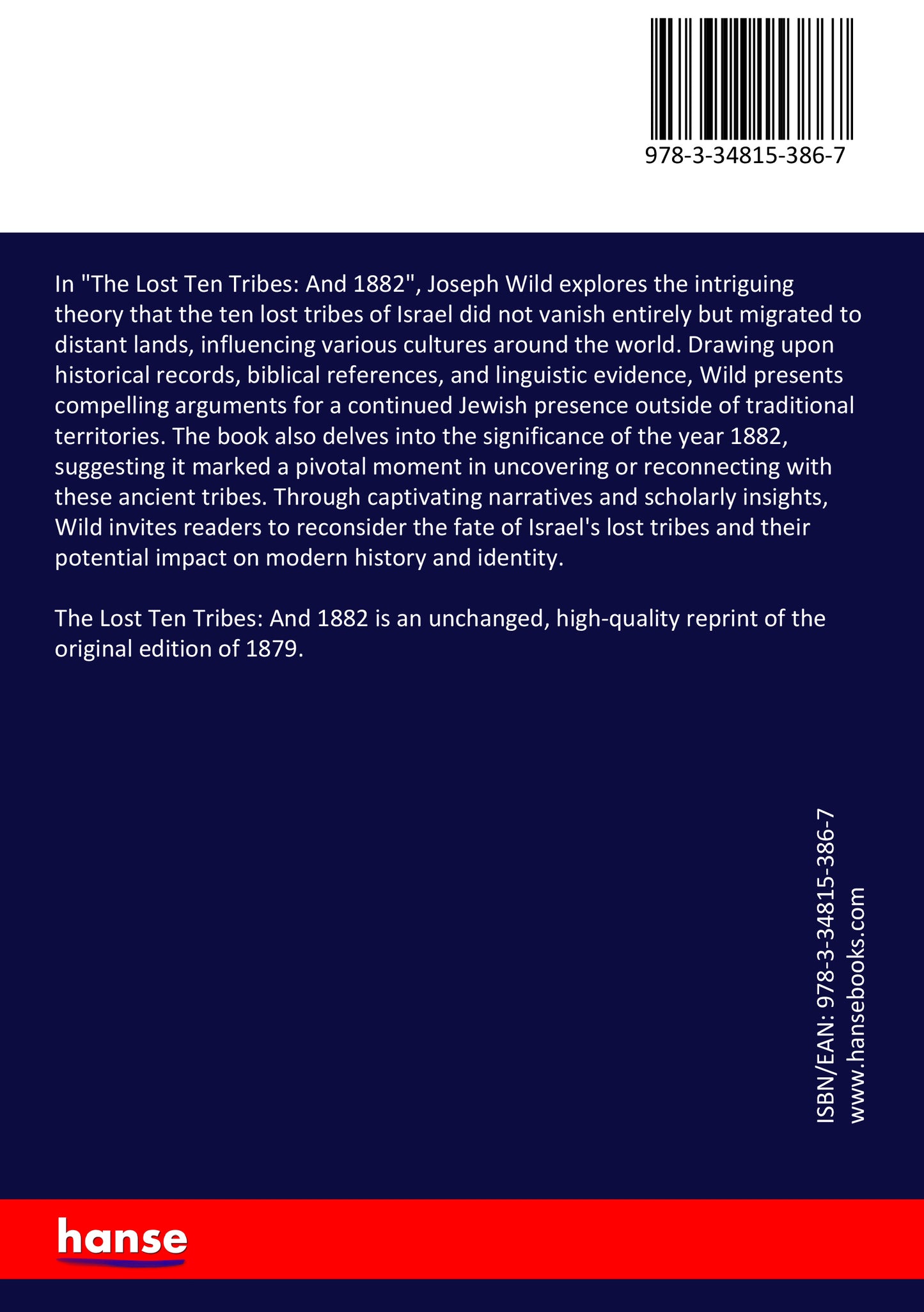 The Lost Ten Tribes: And 1882 - Back Cover