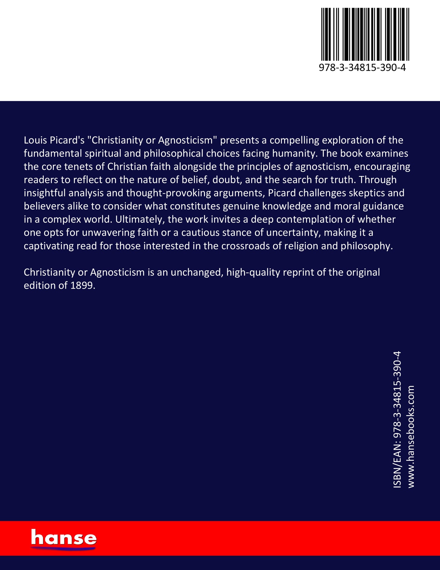 Christianity or Agnosticism - Back Cover
