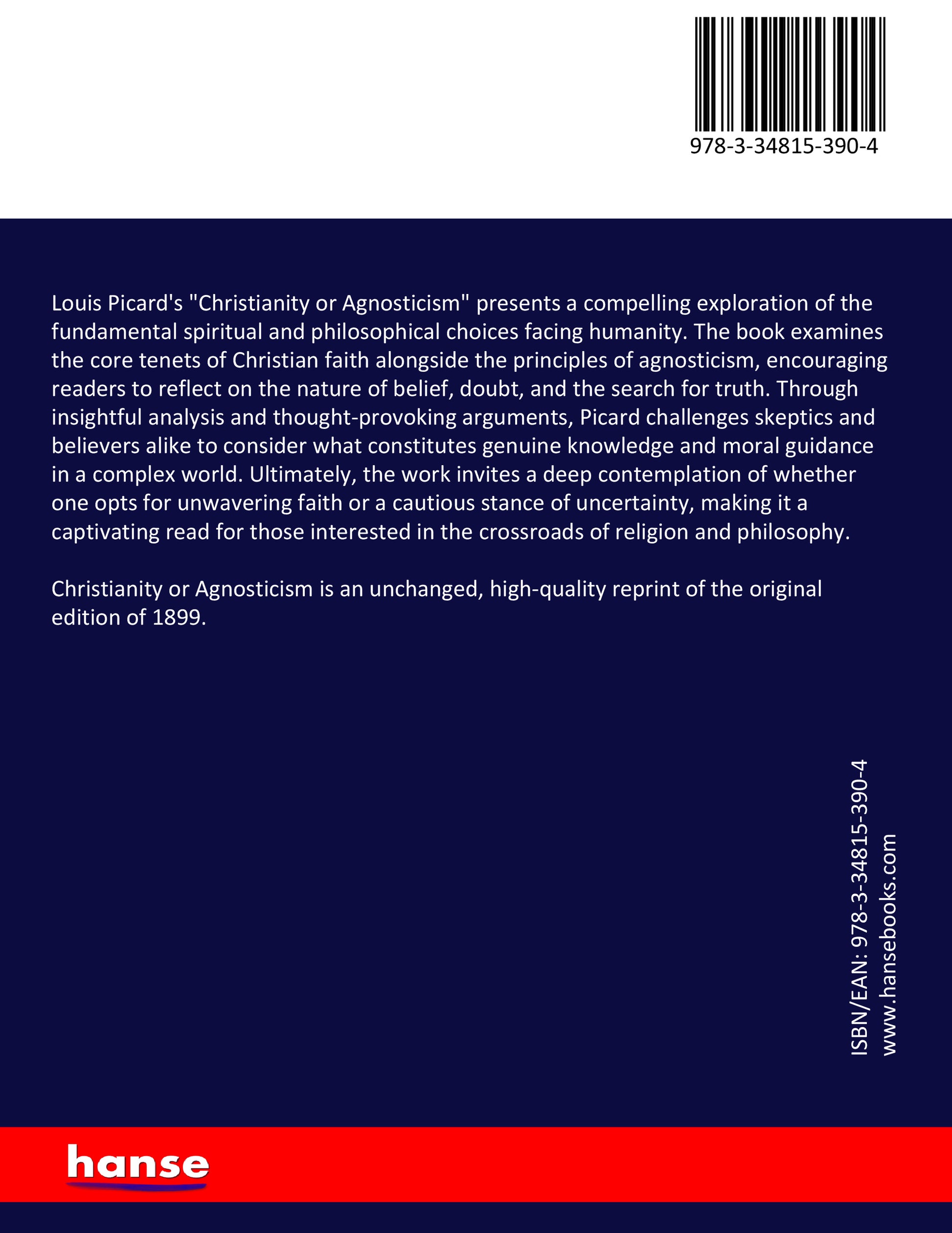 Christianity or Agnosticism - Back Cover